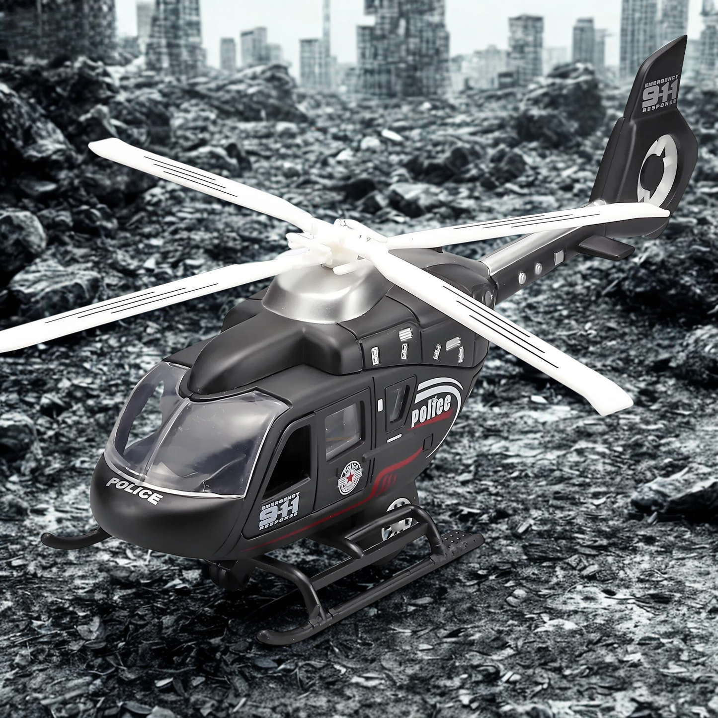 Military Helicopter Toy Model - Zinc Alloy with Sound & Rotating Propeller