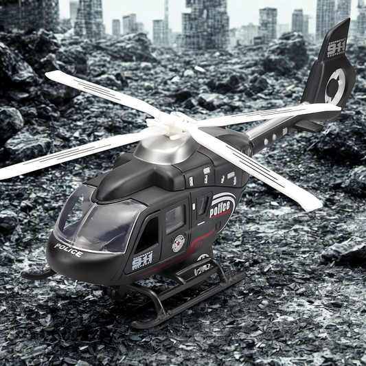 Military Helicopter Toy Model - Zinc Alloy with Sound & Rotating Propeller