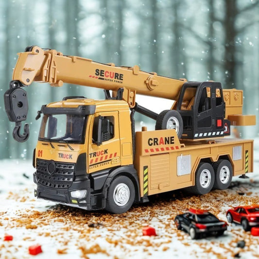 Metal Die-Cast Crane Model - Sound & Light Engineering Toy Car | Kids' Birthday Gift