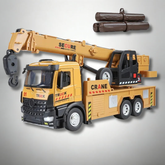 Metal Die-Cast Crane Model - Sound & Light Engineering Toy Car | Kids' Birthday Gift