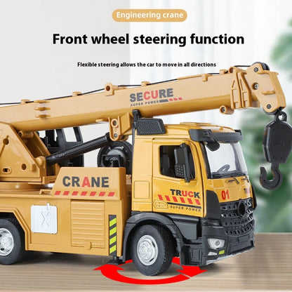 Metal Die-Cast Crane Model - Sound & Light Engineering Toy Car | Kids' Birthday Gift