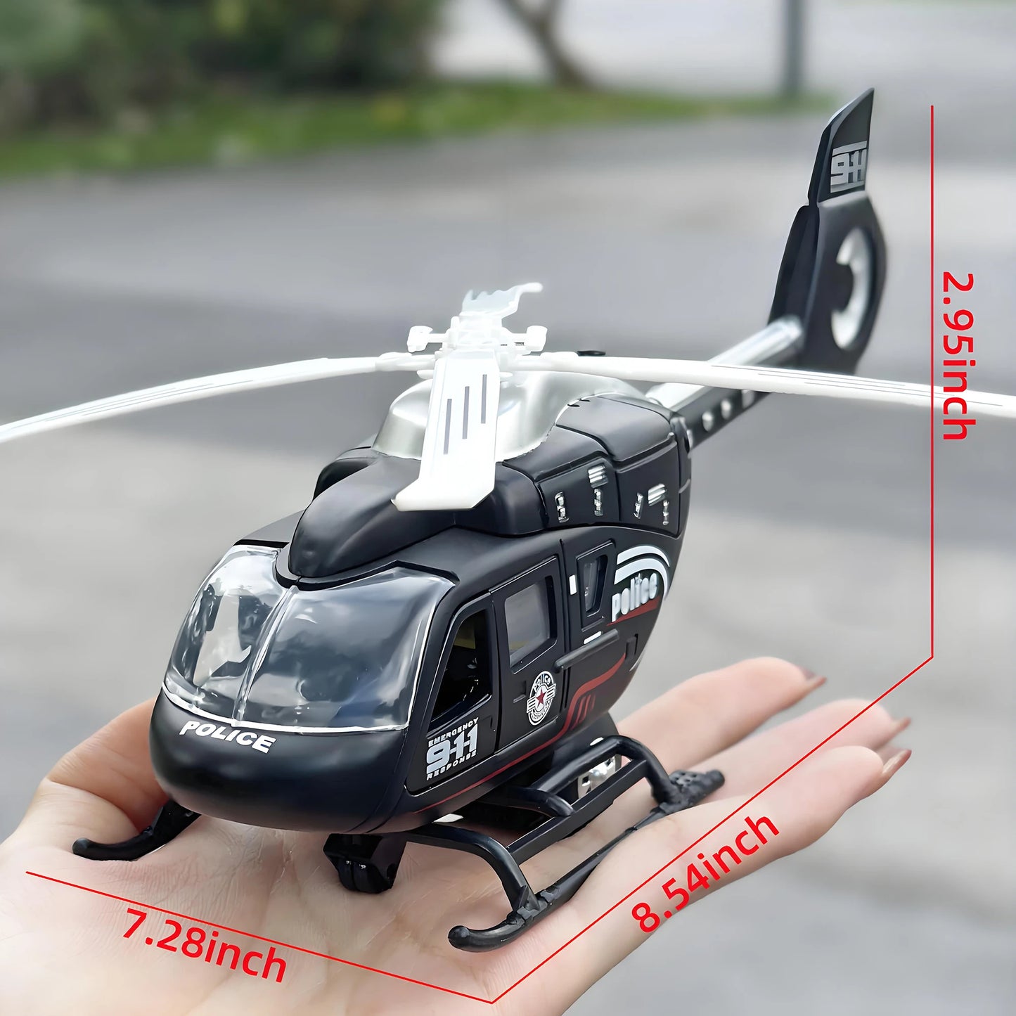 Military Helicopter Toy Model - Zinc Alloy with Sound & Rotating Propeller
