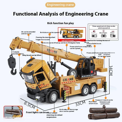 Metal Die-Cast Crane Model - Sound & Light Engineering Toy Car | Kids' Birthday Gift
