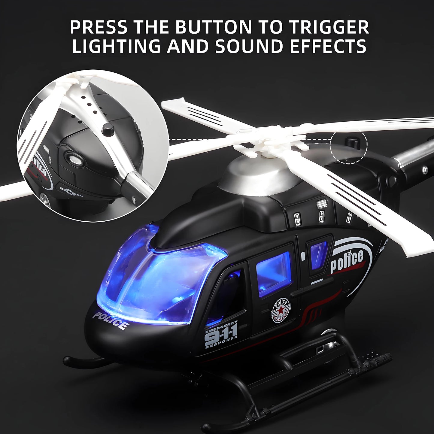 Military Helicopter Toy Model - Zinc Alloy with Sound & Rotating Propeller