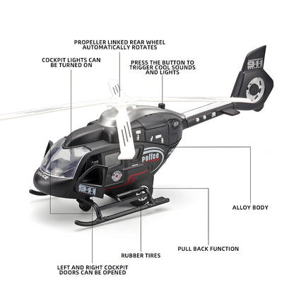 Military Helicopter Toy Model - Zinc Alloy with Sound & Rotating Propeller