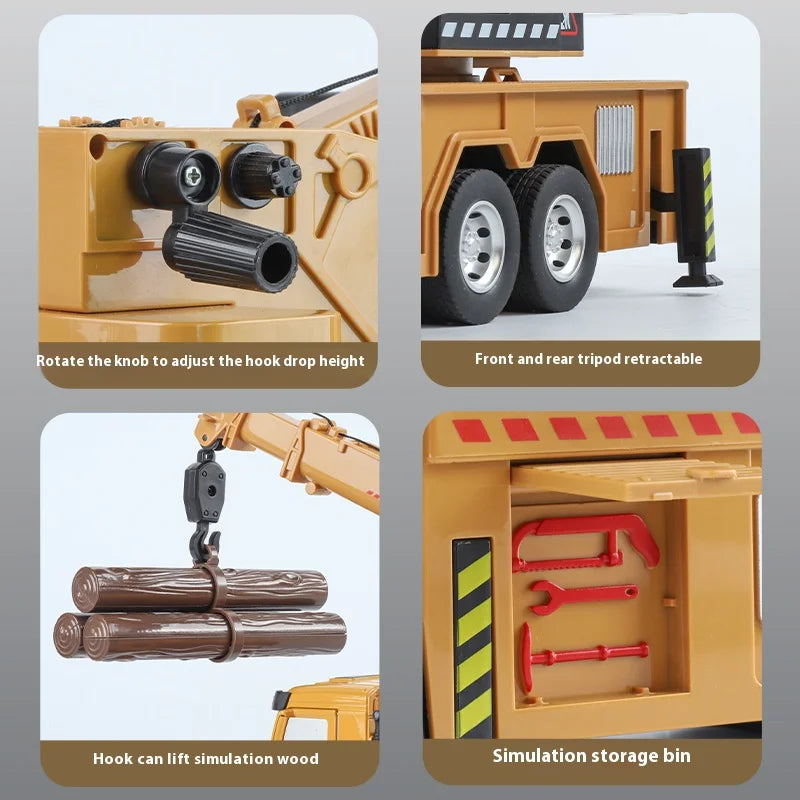 Metal Die-Cast Crane Model - Sound & Light Engineering Toy Car | Kids' Birthday Gift