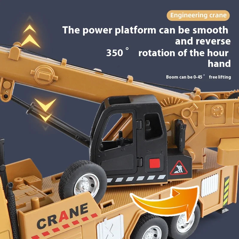 Metal Die-Cast Crane Model - Sound & Light Engineering Toy Car | Kids' Birthday Gift