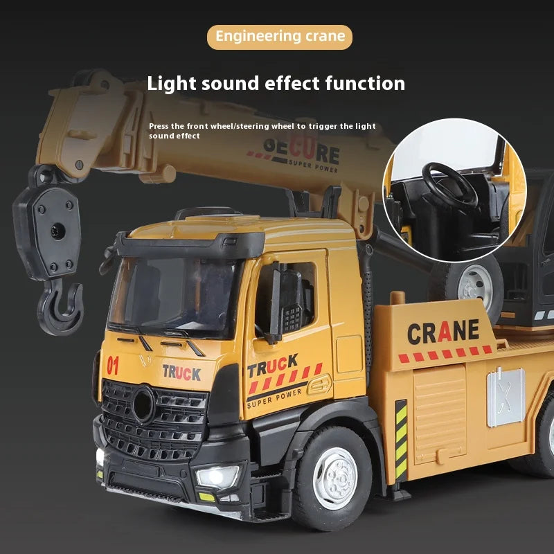 Metal Die-Cast Crane Model - Sound & Light Engineering Toy Car | Kids' Birthday Gift