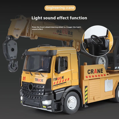 Metal Die-Cast Crane Model - Sound & Light Engineering Toy Car | Kids' Birthday Gift
